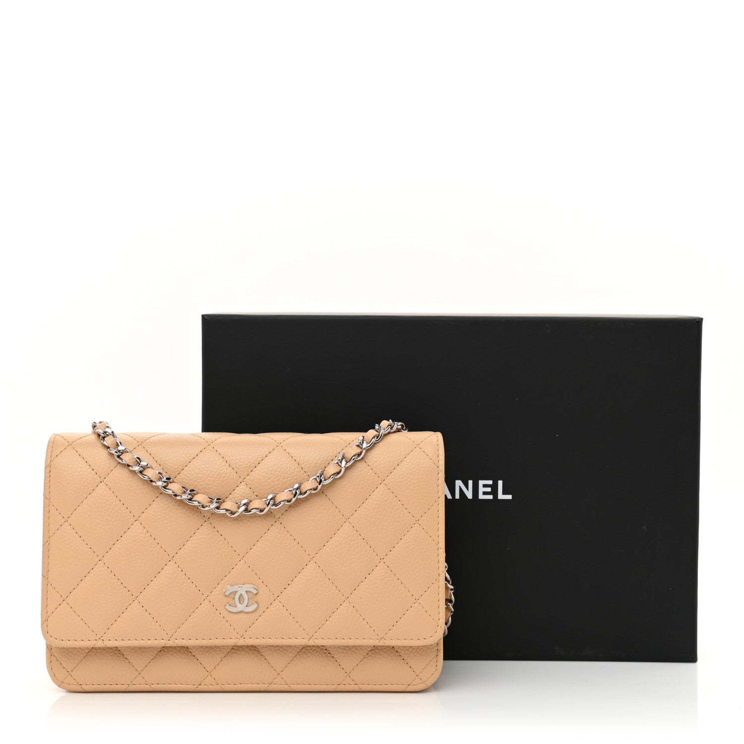 Chanel Caviar Quilted Wallet On Chain WOC Beige 12 of 12