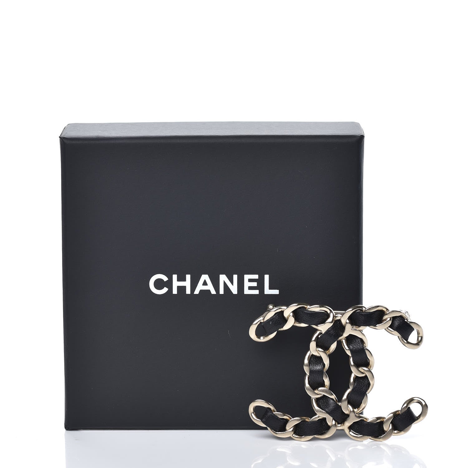 Chanel Lambskin Chain CC Brooch Black Gold 5 of 5