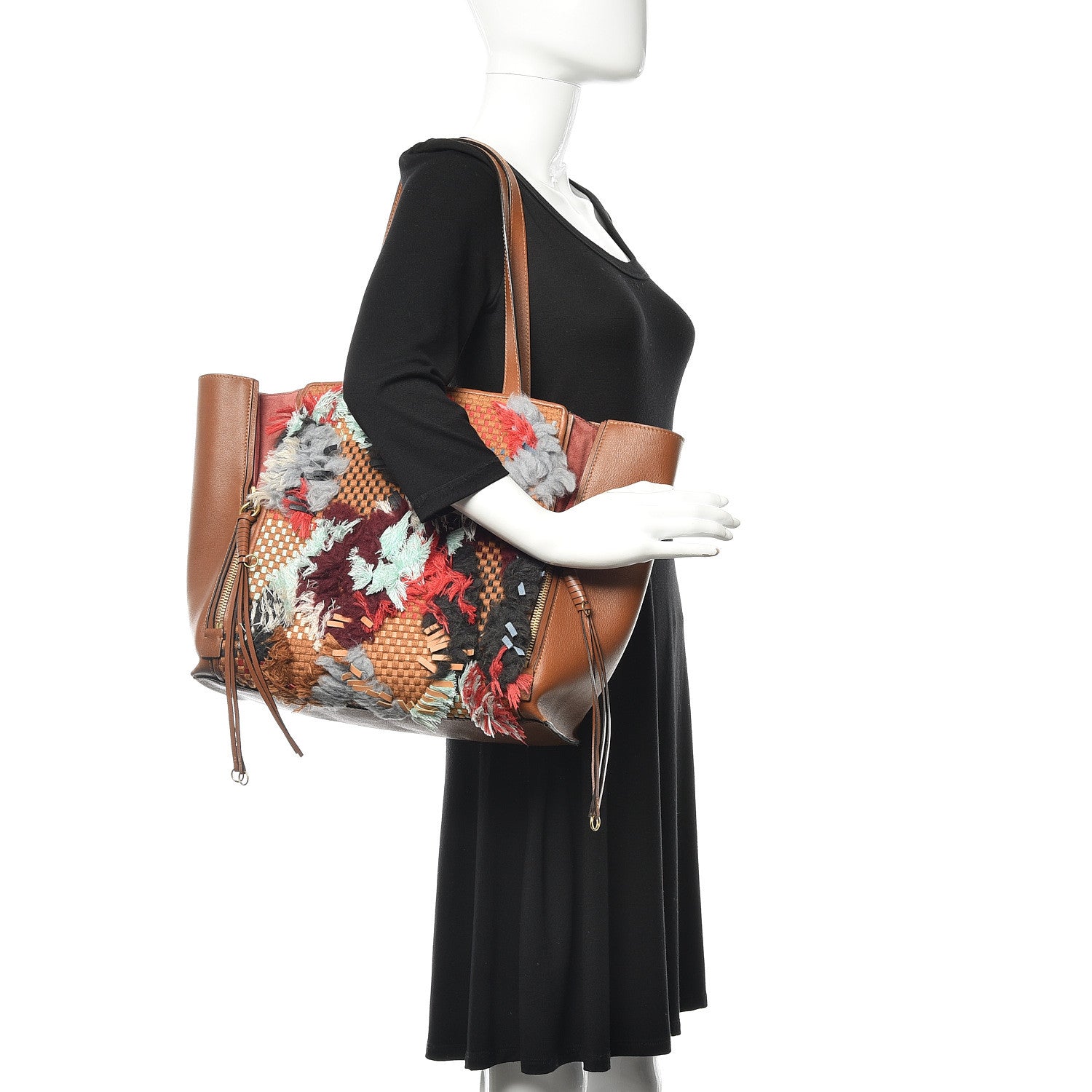 Chloe Calfskin Woven Medium Milo Shopping Tote Tan 2 of 22