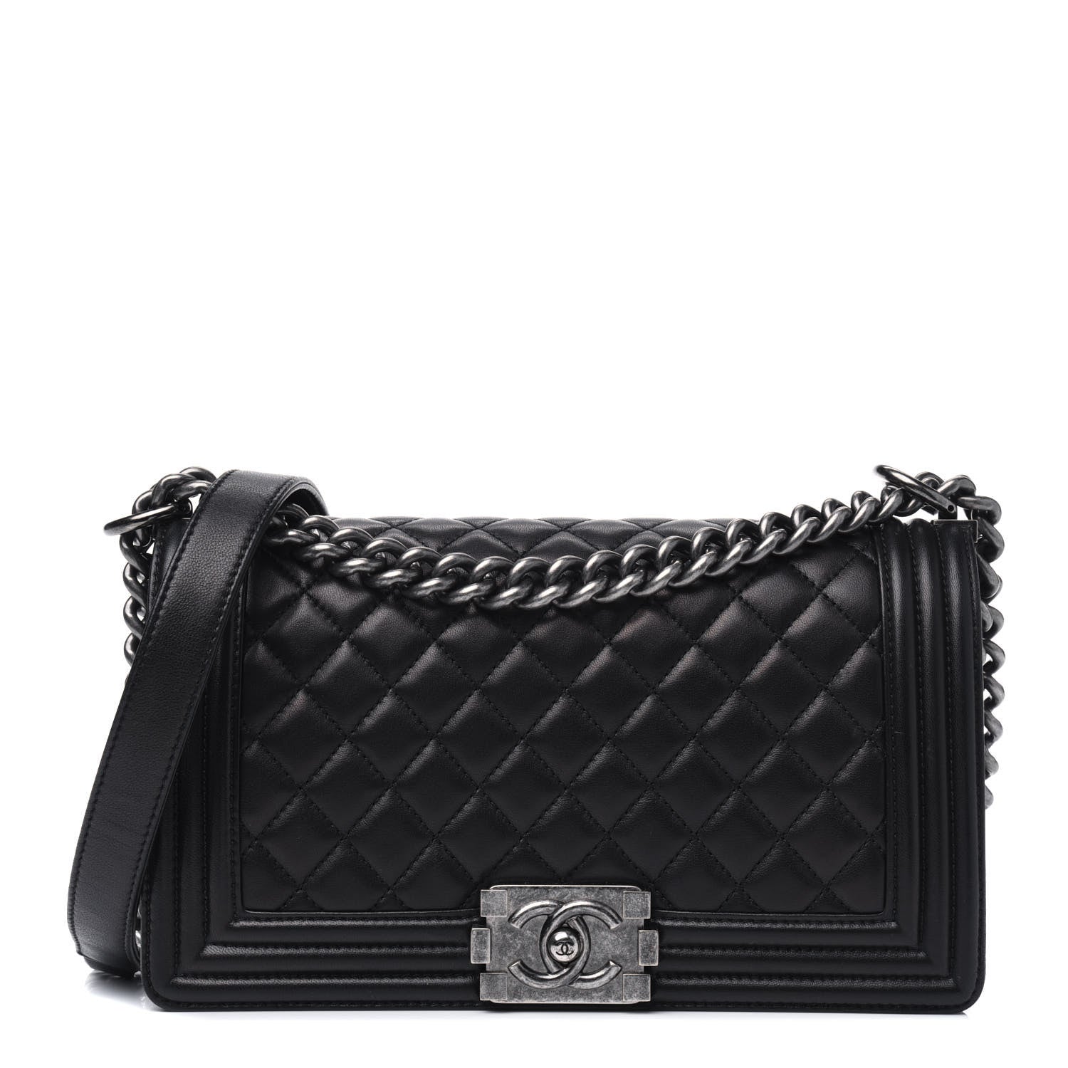 Chanel Lambskin Quilted Medium Boy Flap Black 1 of 15