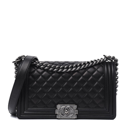 Chanel Lambskin Quilted Medium Boy Flap Black 1 of 15