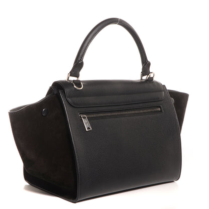 Celine Drummed Calfskin Suede Small Trapeze Black 3 of 9