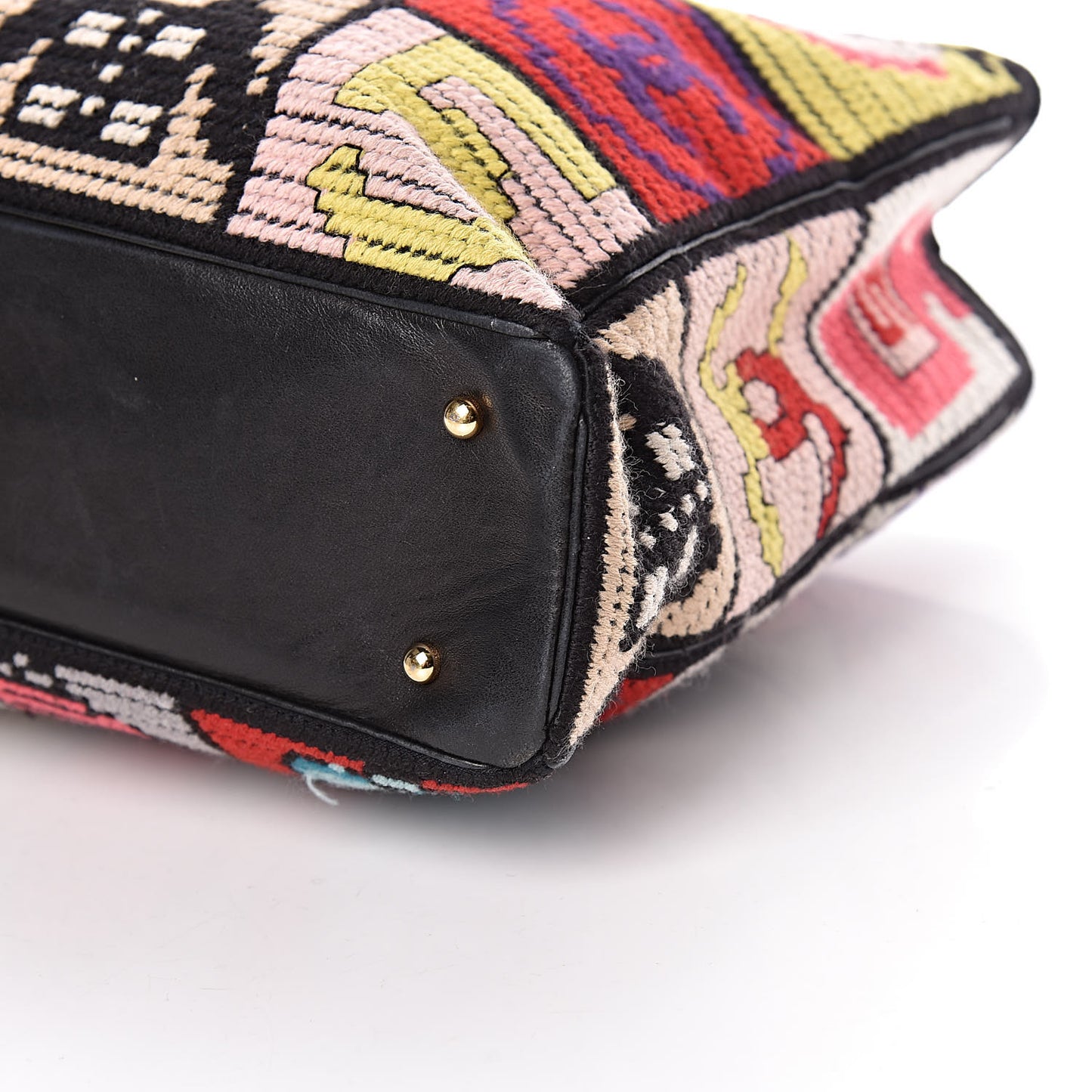 Needlepoint Precious Symbols Shoulder Bag Black