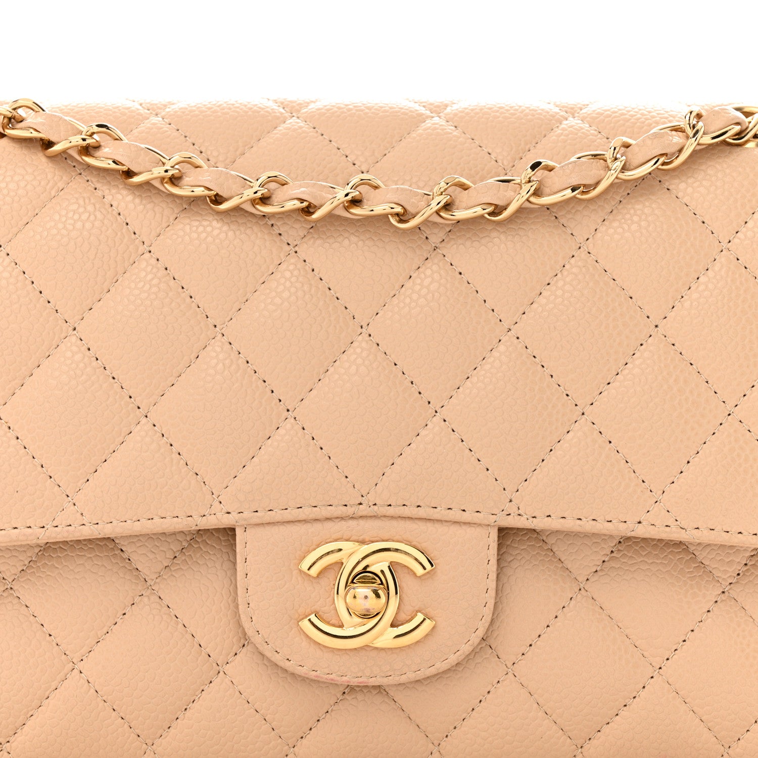 Chanel Caviar Quilted Medium Double Flap Beige 8 of 13
