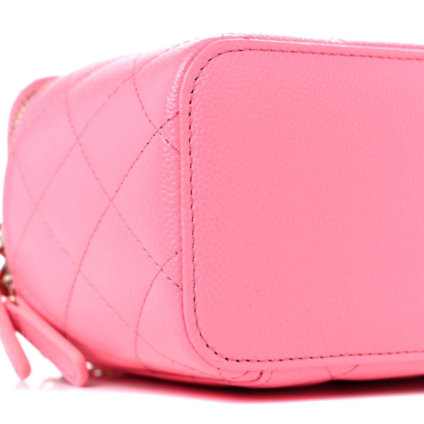 Shiny Caviar Quilted Pick Me Up Vanity Case Pink