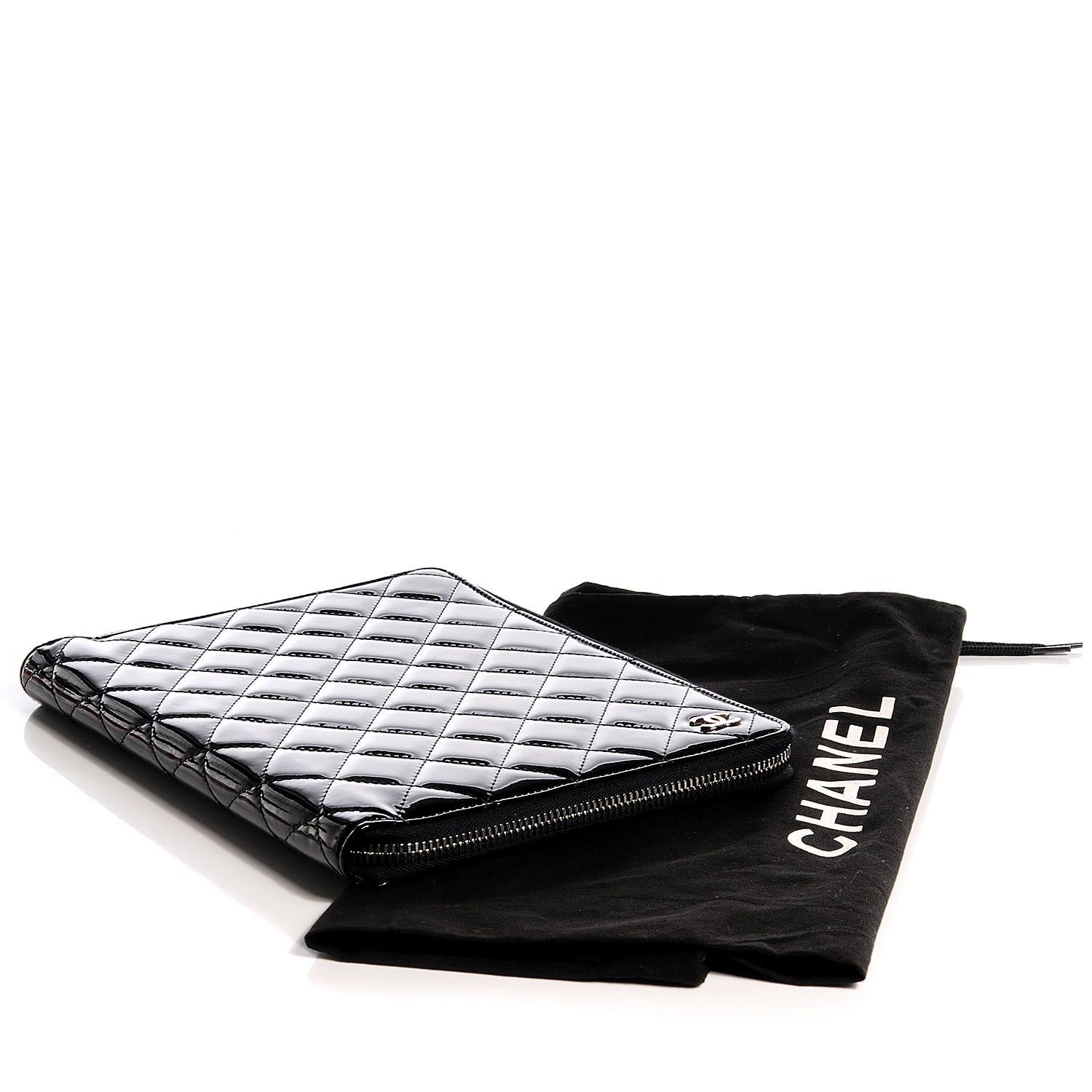 Chanel Patent Quilted Large Zip Around Agenda Black 4 of 8