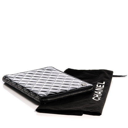 Chanel Patent Quilted Large Zip Around Agenda Black 4 of 8