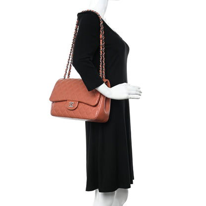 Chanel Lambskin Quilted Jumbo Double Flap Orange 3 of 14
