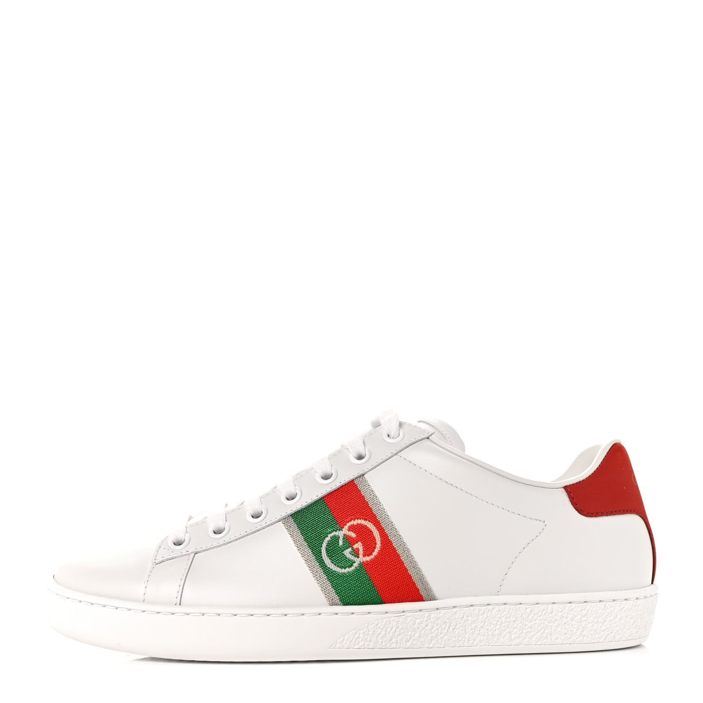 Calfskin Web Interlocking G Womens Ace Sneakers 38 White