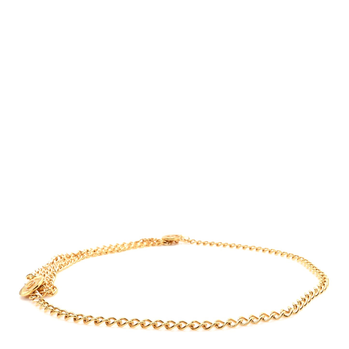Metal Medallion CC Triple Chain Belt Gold