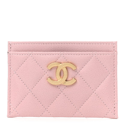 Chanel Caviar Quilted Studded CC Card Holder Light Pink 1 of 9