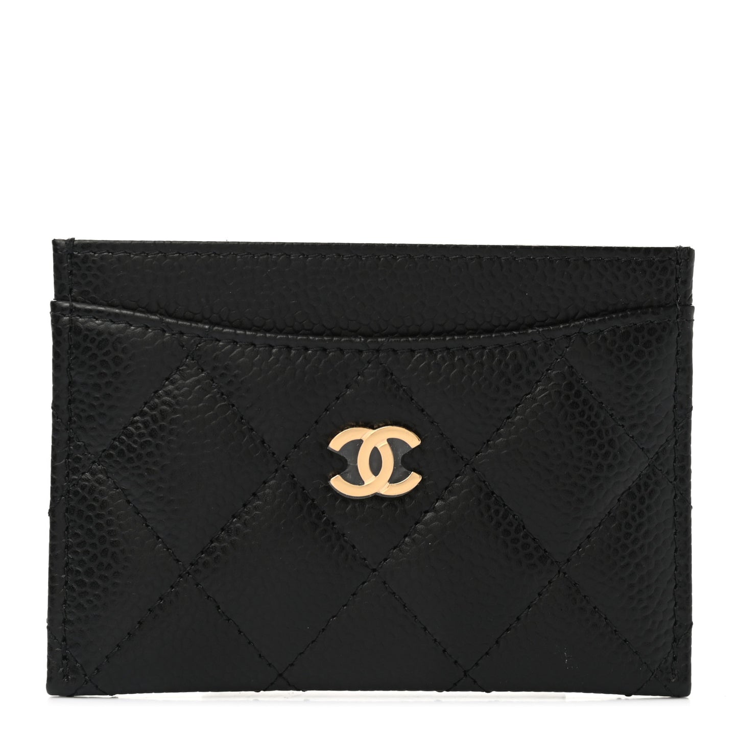 Caviar Quilted Card Holder Black