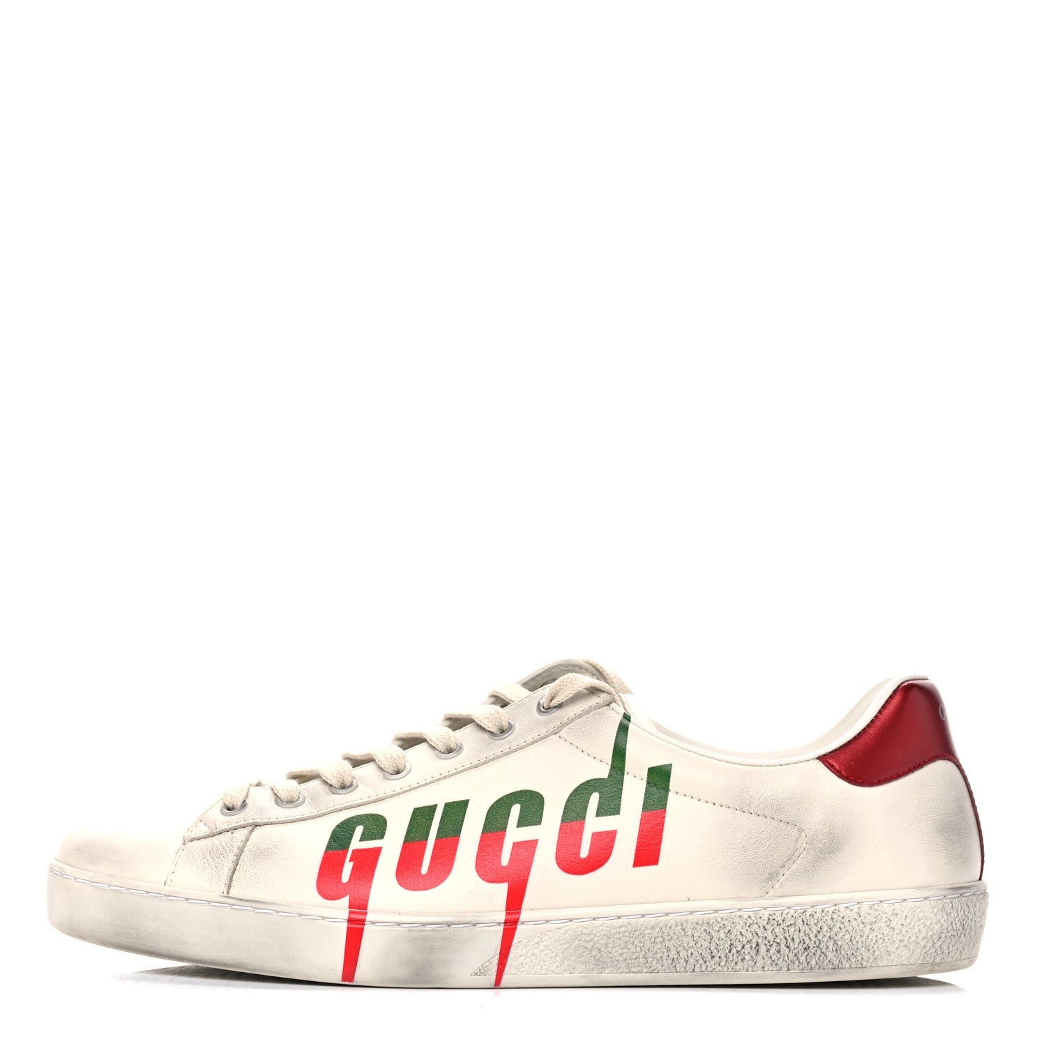 Gucci Distressed Calfskin Mens Ace Blade Sneakers 11 White 1 of 23