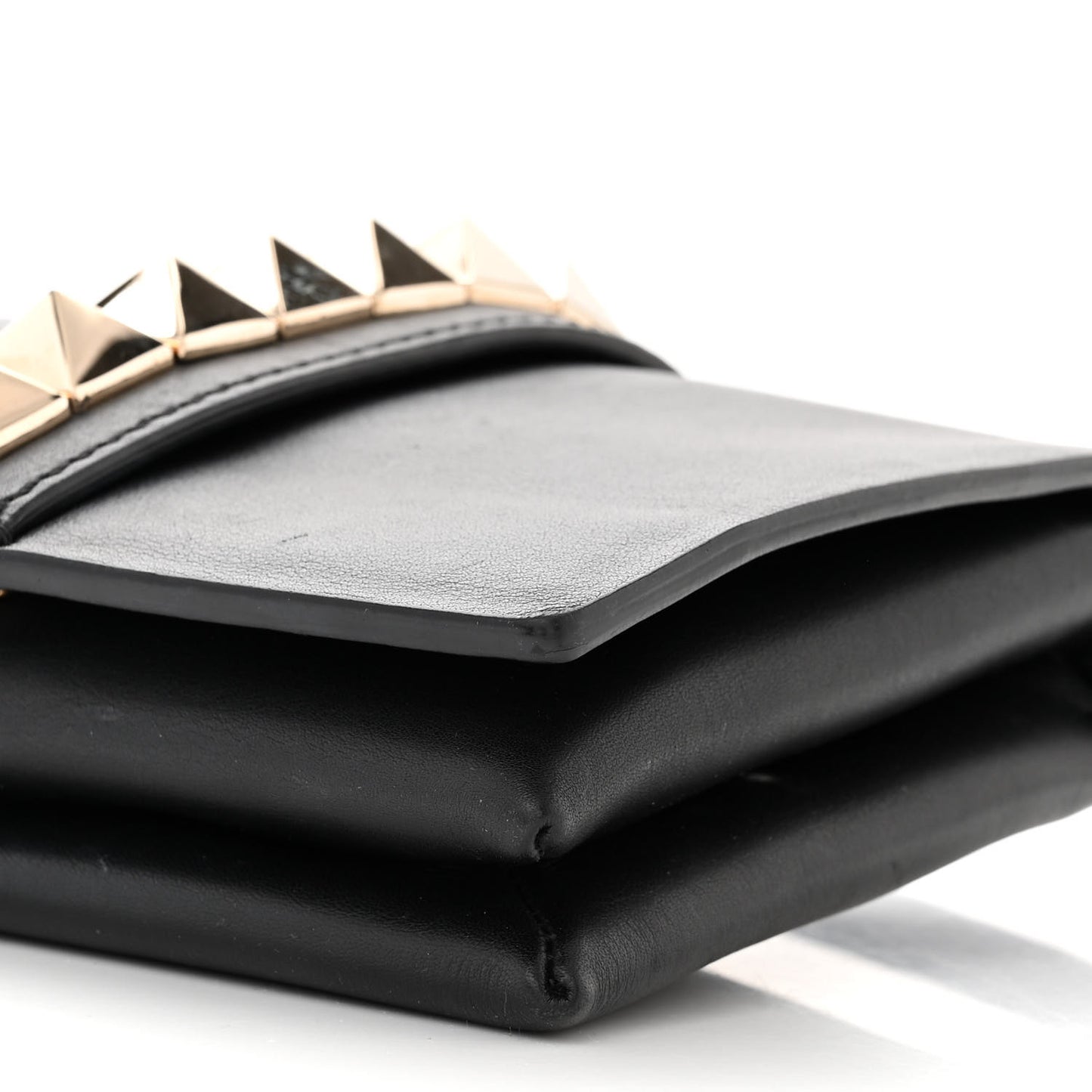 Vitello Rockstud Flap Wallet On Strap Black