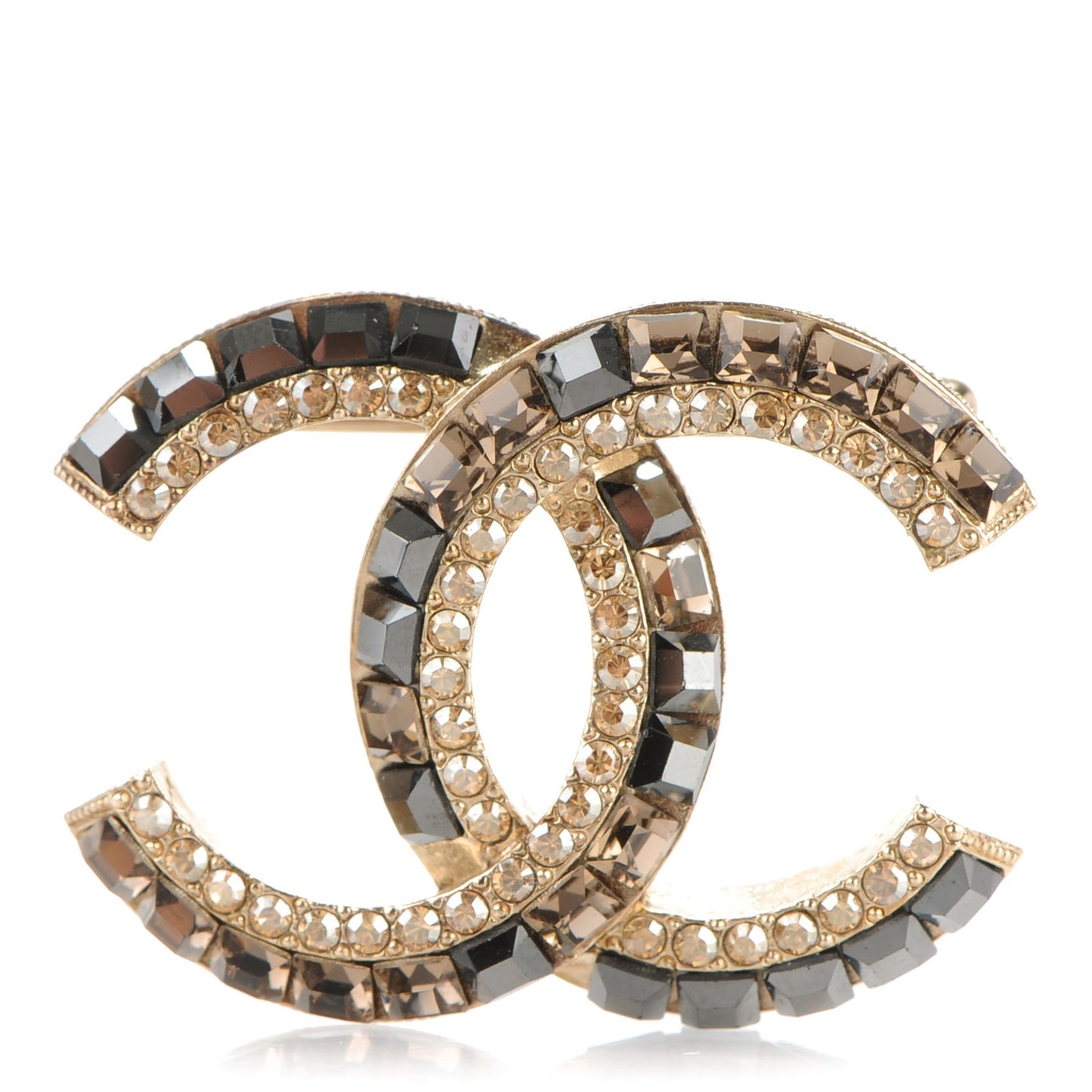 Baguette Crystal CC Brooch Gold