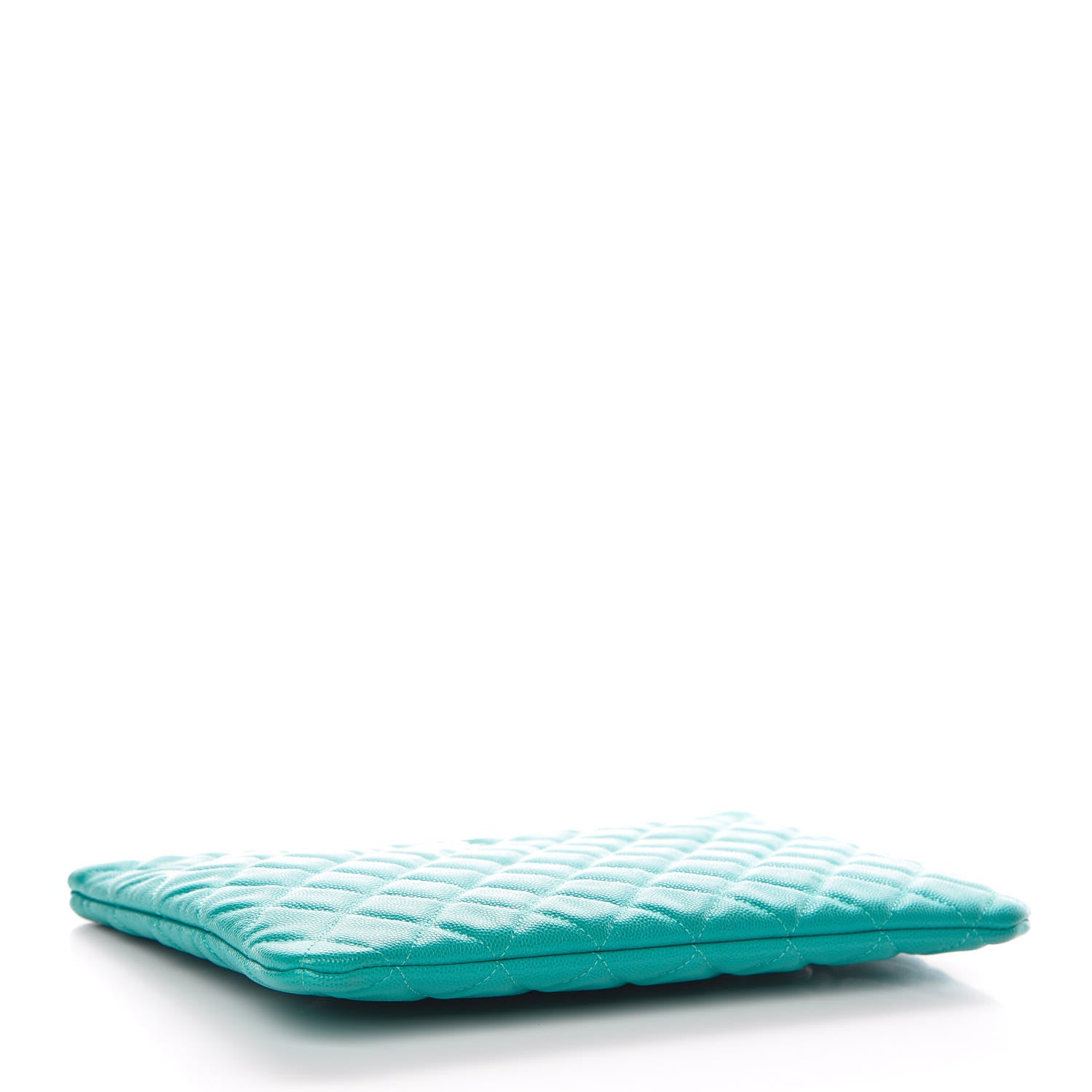 Chanel Iridescent Caviar Quilted Medium Cosmetic Case Turquoise 4 of 7