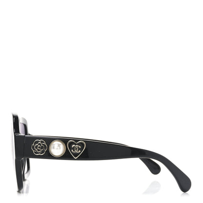 Chanel Acetate Charms Pearl Square Sunglasses 5479 Black Gold 3 of 7
