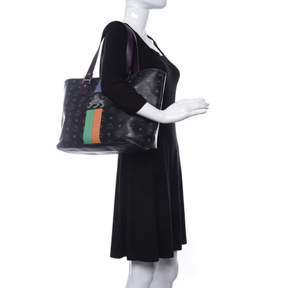 MCM Visetos Striped Munich Lion Tote Black 2 of 9