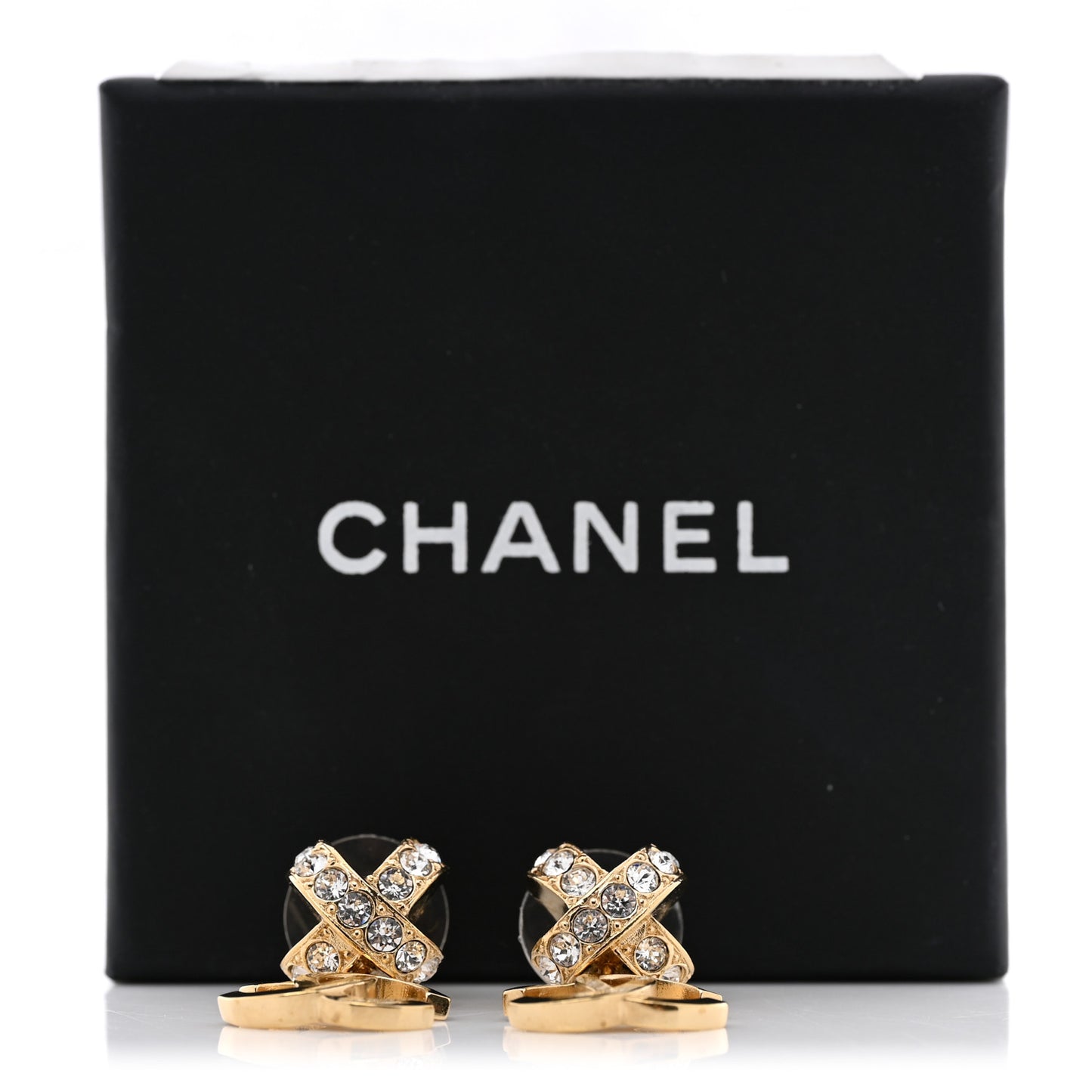Crystal CC X Drop Earrings Gold