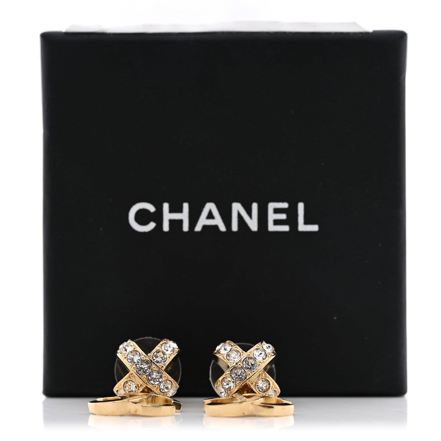 Chanel Crystal CC X Drop Earrings Gold 6 of 6