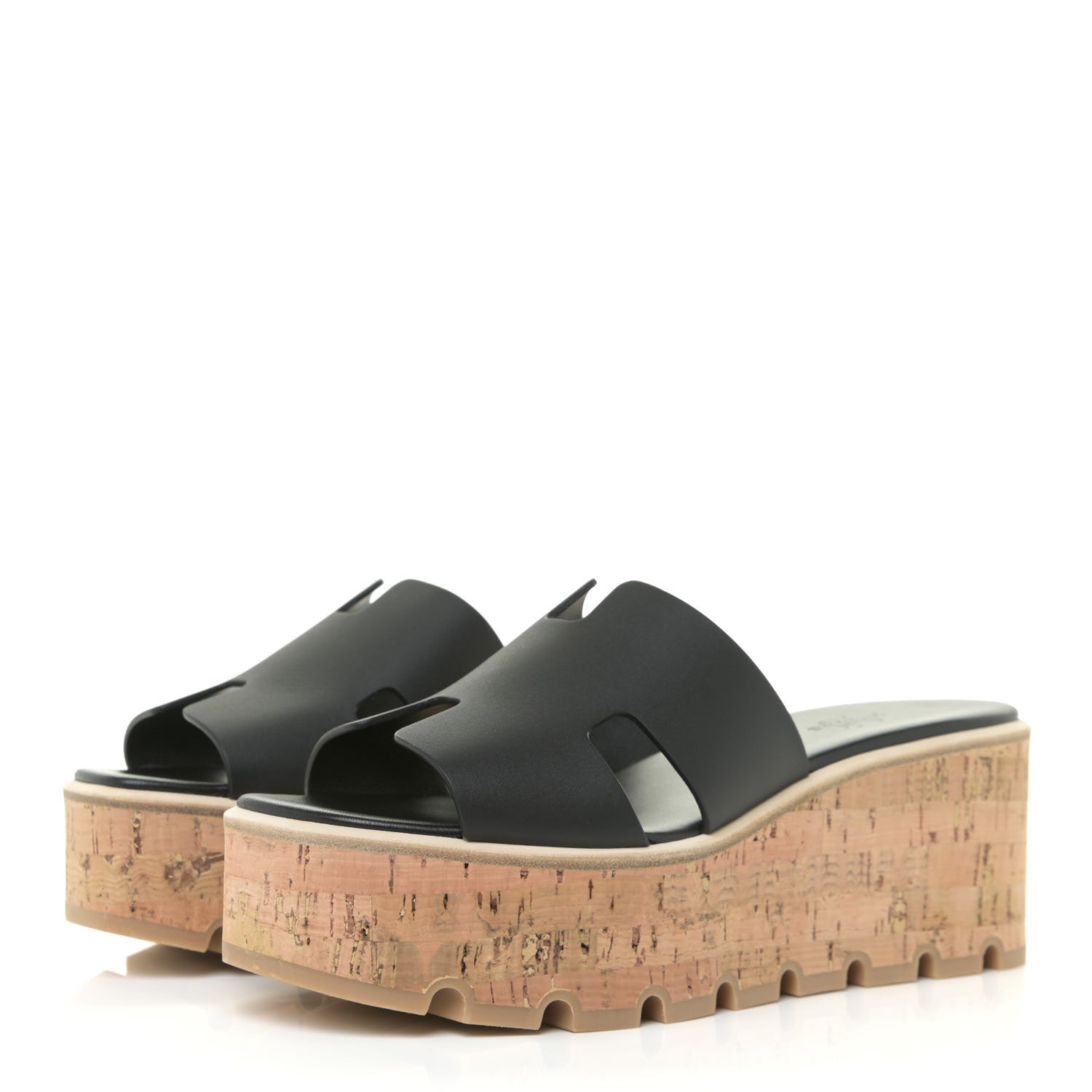 Hermes Calfskin Cork Eze 30 Sandals 38 Black 3 of 10