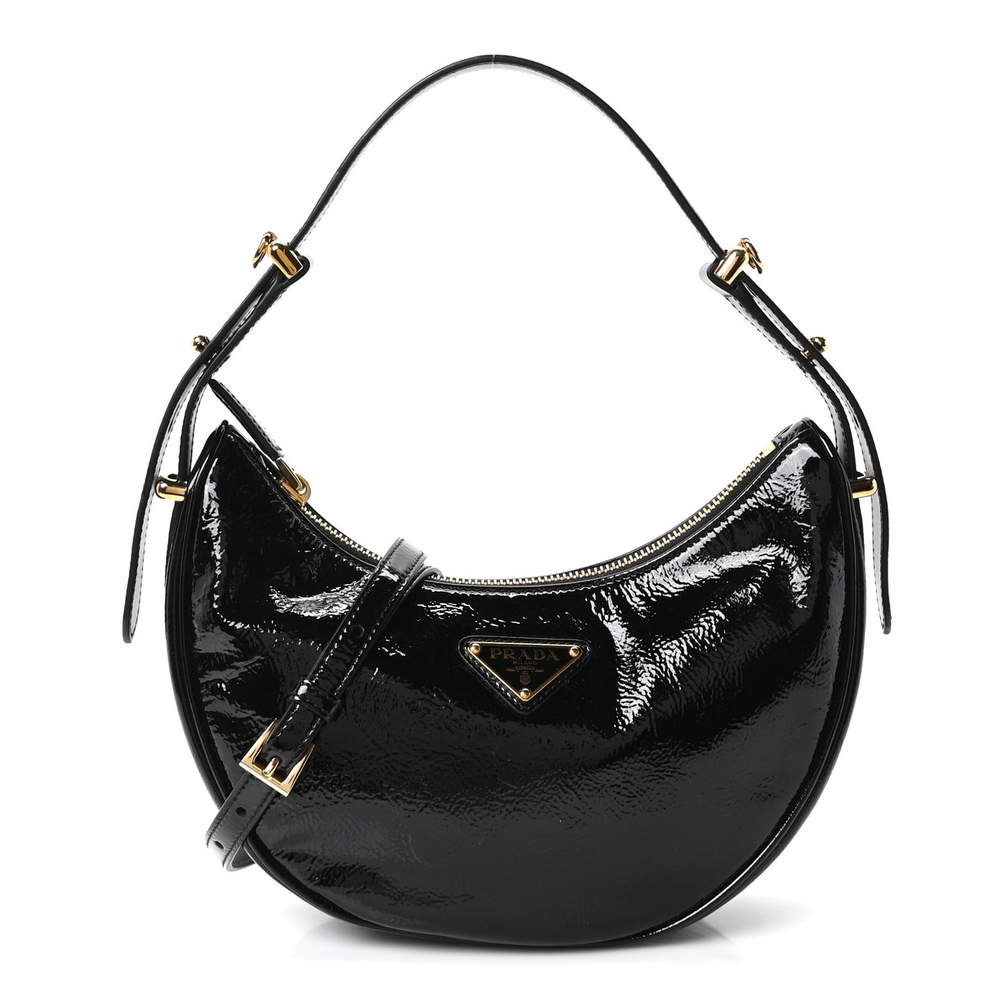 Patent Naplak Arque Shoulder Bag Black