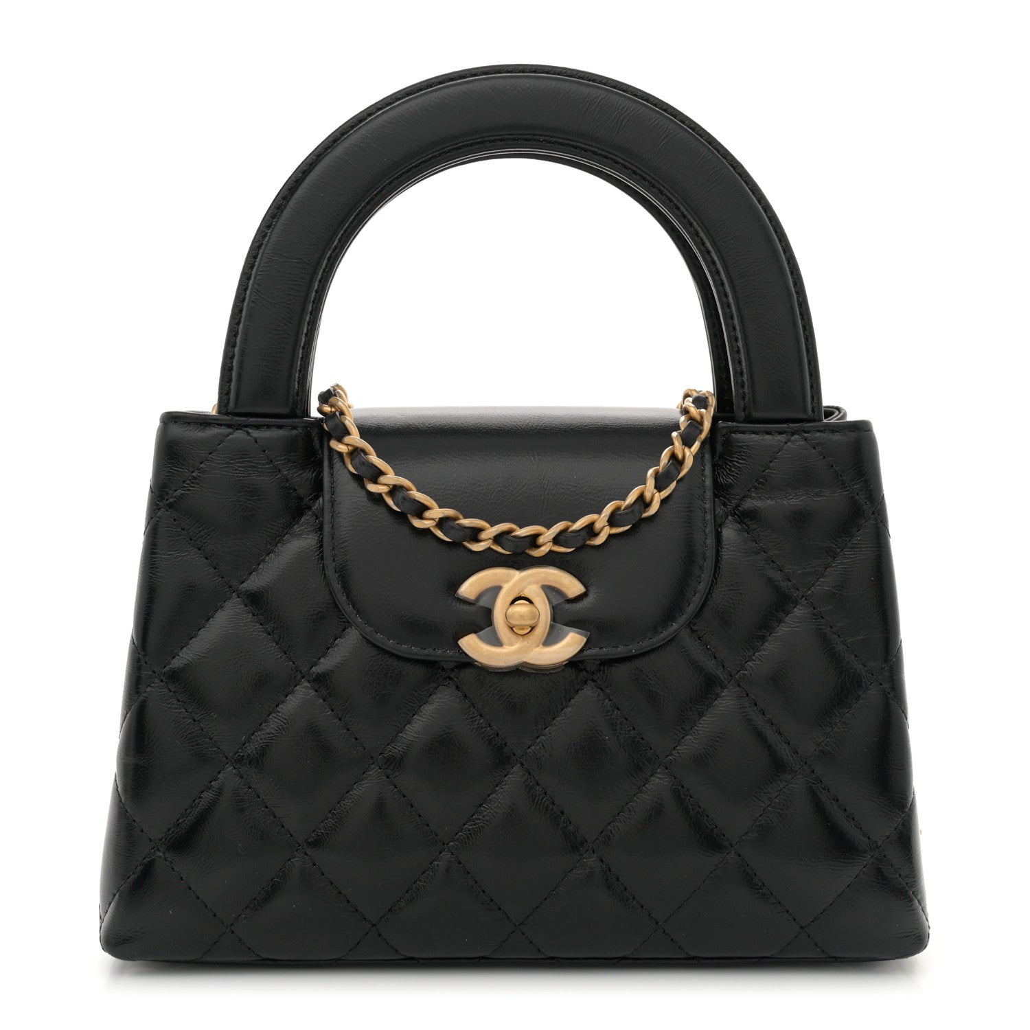Chanel Shiny Aged Calfskin Quilted Nano Kelly Shopper Black 1 of 11