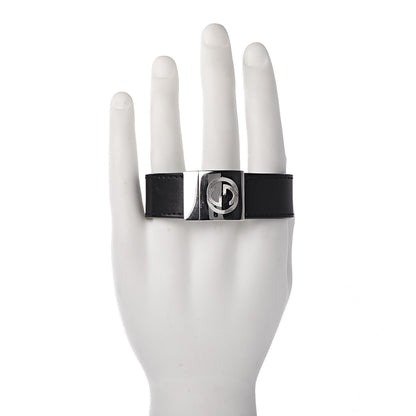 Gucci Sterling Silver Calfskin Interlocking G Bracelet Black 2 of 7