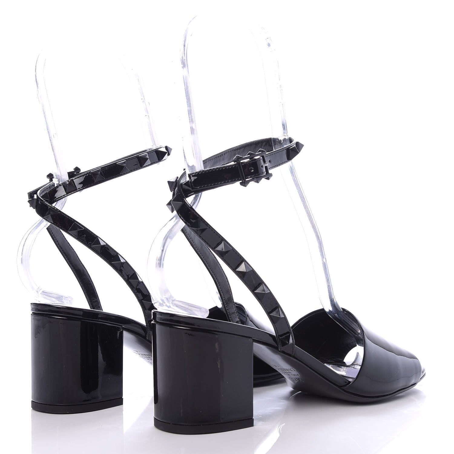 Valentino Garavani Patent Rockstud Block Ankle Strap 60mm Sandals 37.5 Black 4 of 9