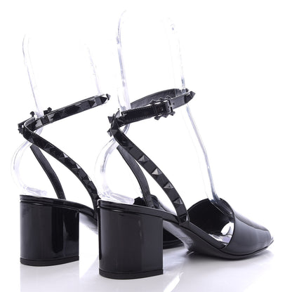 Valentino Garavani Patent Rockstud Block Ankle Strap 60mm Sandals 37.5 Black 4 of 9
