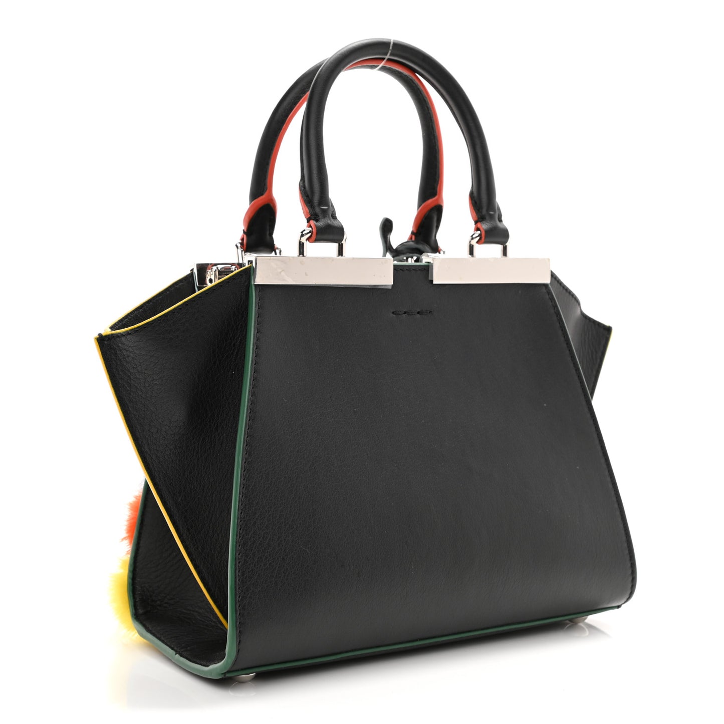 Vitello Dolce Mink Fur Pom Pom Mini 3jours Tote Black Multicolor