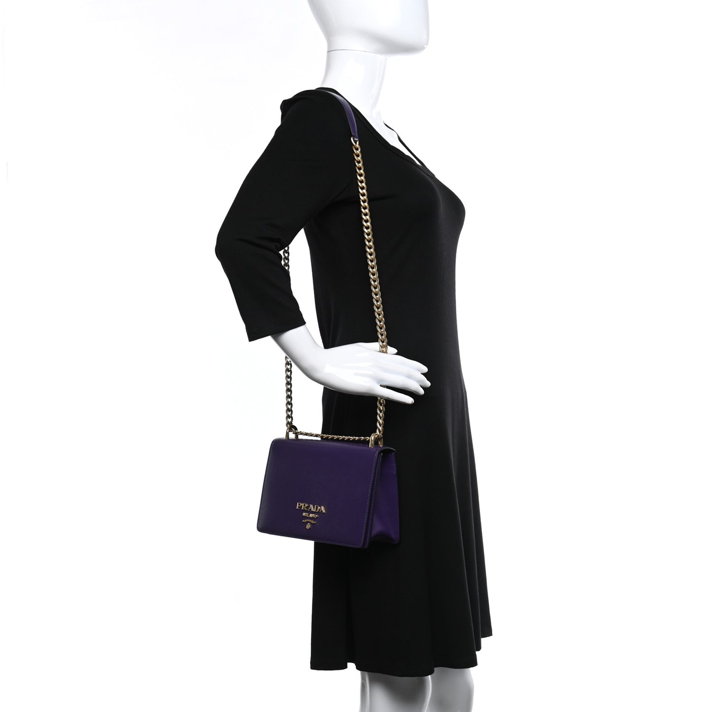 Saffiano Soft Calfskin Chain Crossbody Bag Viola