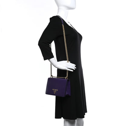 Prada Saffiano Soft Calfskin Chain Crossbody Bag Viola 2 of 10
