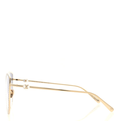 Louis Vuitton Pearl LV Cat Eye Sunglasses Z1995U Gold 3 of 8