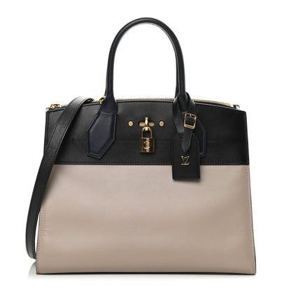 Louis Vuitton Calfskin City Steamer MM Gris Black 1 of 16