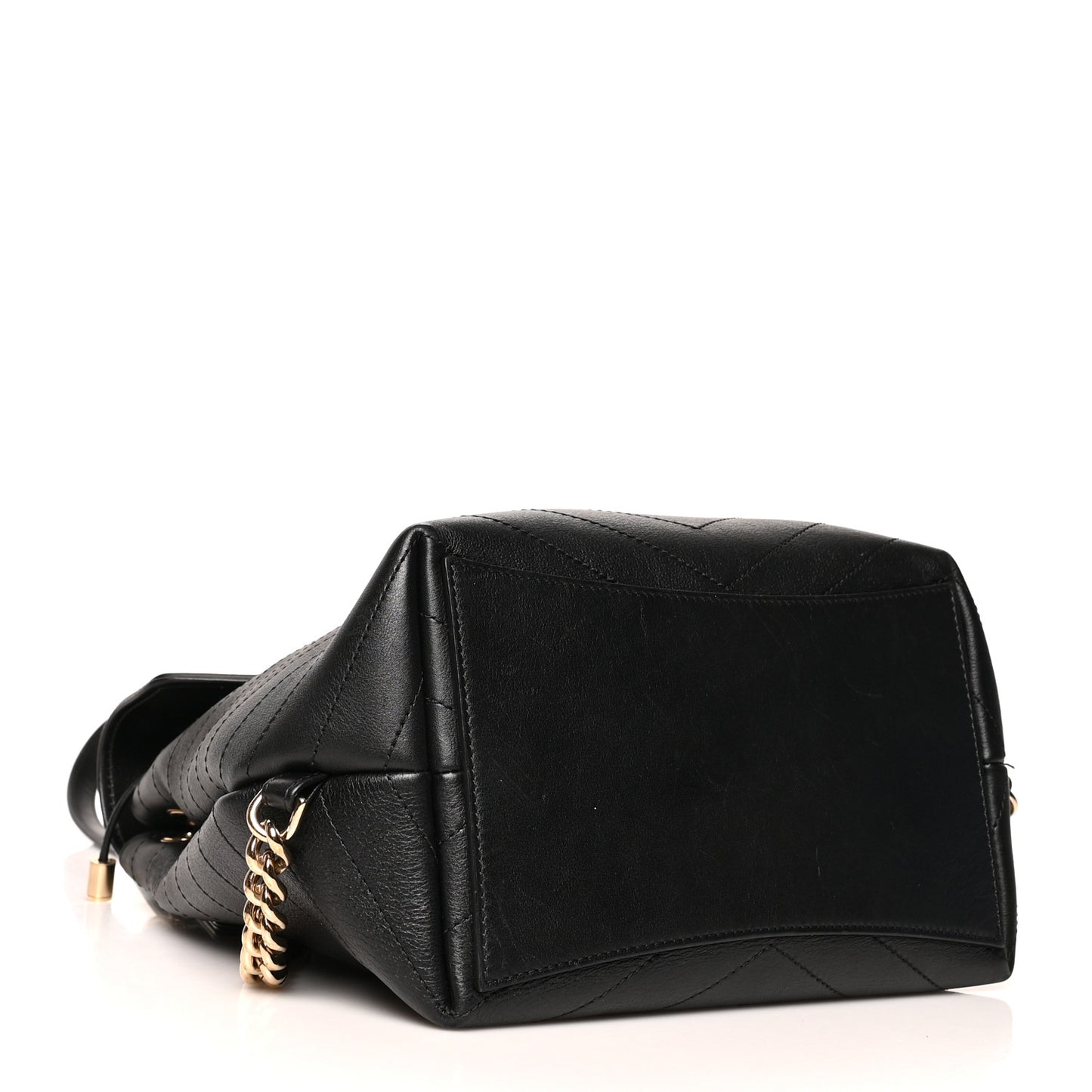 Grained Calfskin Chevron Stitched Backpack Black