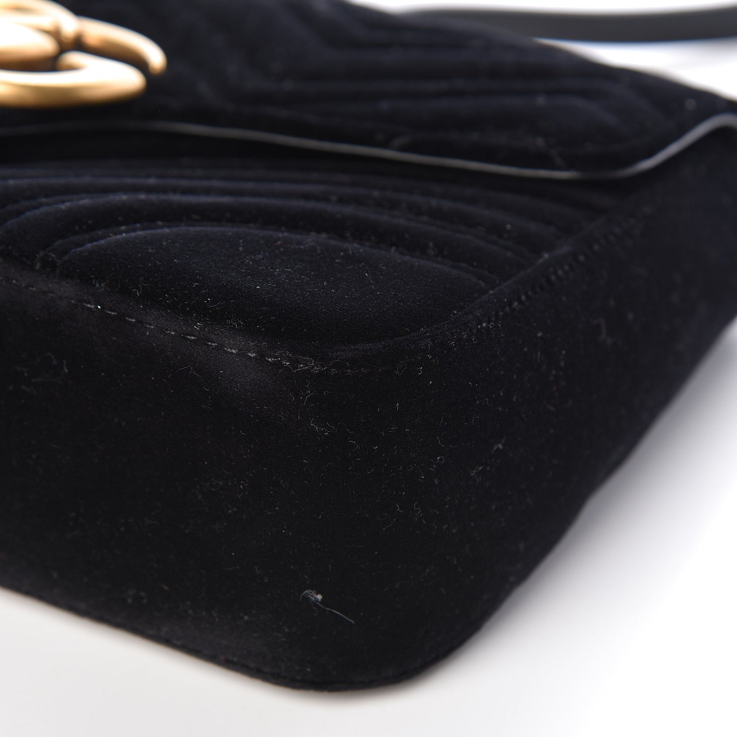 Velvet Matelasse Medium GG Marmont Shoulder Bag Black