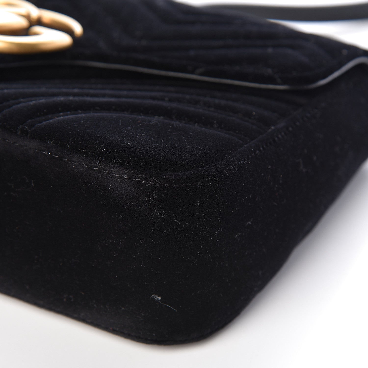 Gucci Velvet Matelasse Medium GG Marmont Shoulder Bag Black 10 of 15