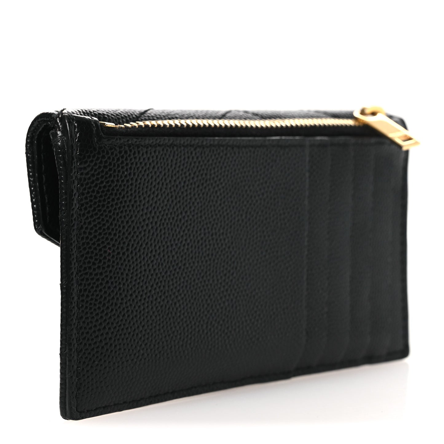 Grain De Poudre Matelasse Chevron Monogram Compact Wallet Black