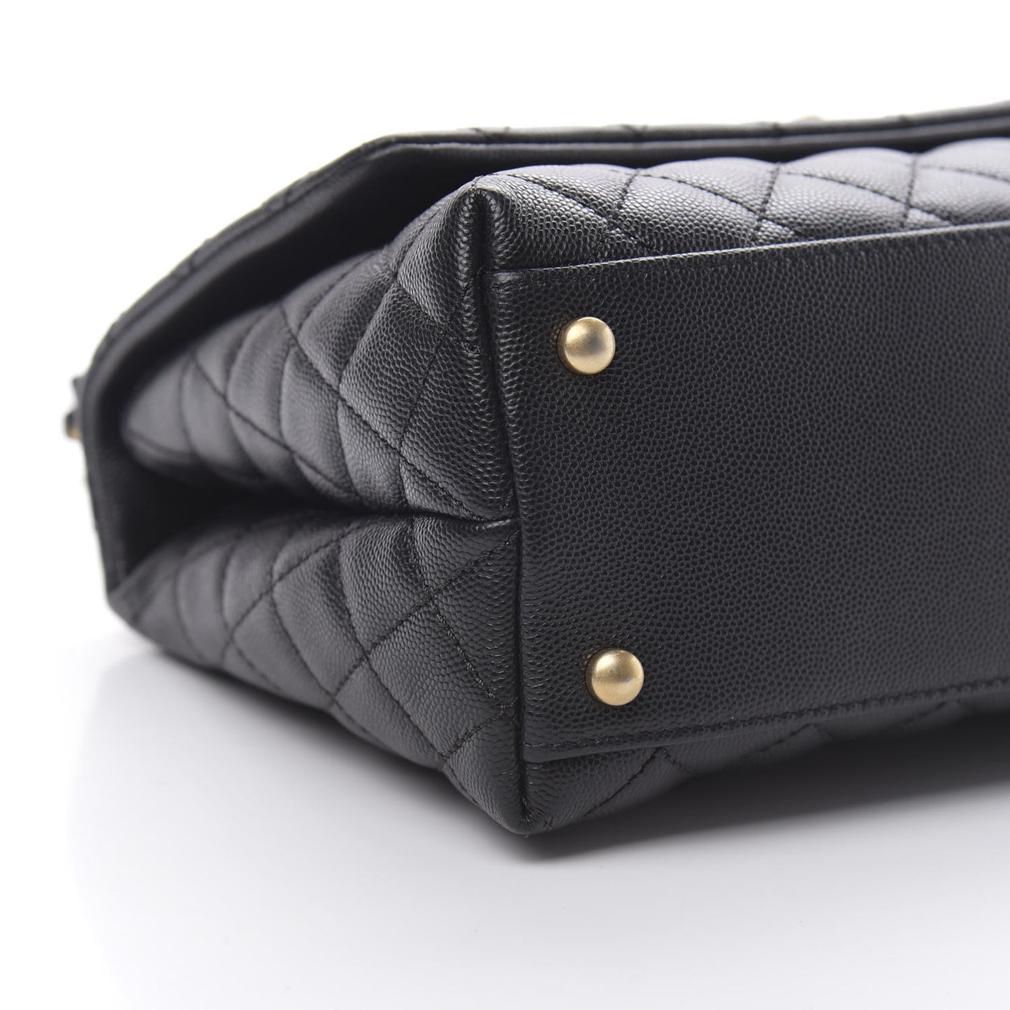 Caviar Lizard Embossed Quilted Small Coco Handle Flap Black