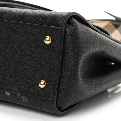 Burberry Soft Grain Calfskin Small Buckle Tote Black 10 of 13