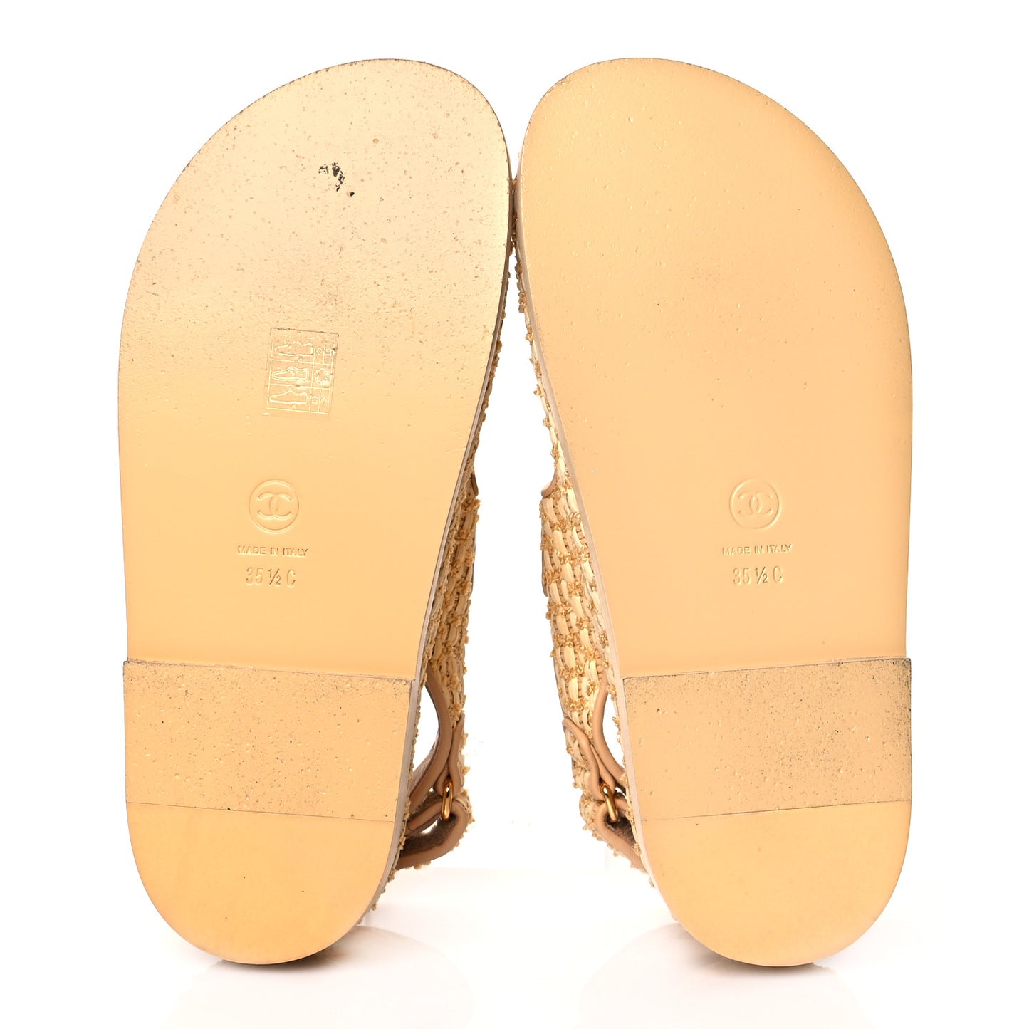 Braided Fabric Velcro Dad Sandals 35.5 Beige