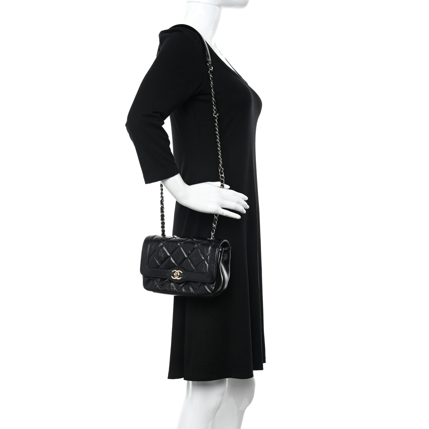 Chanel Crumpled Glazed Lambskin Quilted Mini Flap Black 2 of 10