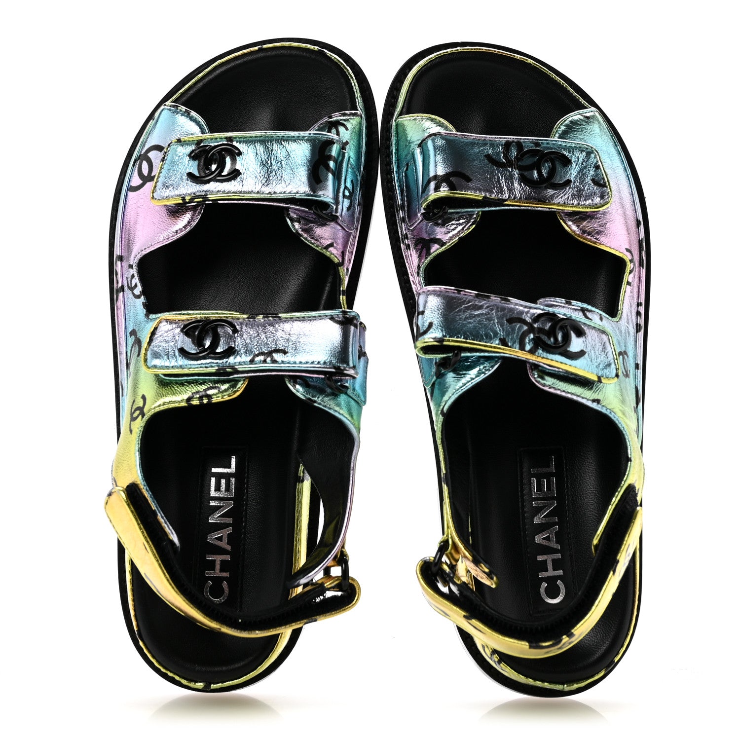 Chanel Laminated Lambskin Printed CC Dad Sandals 38 Multicolor 2 of 10