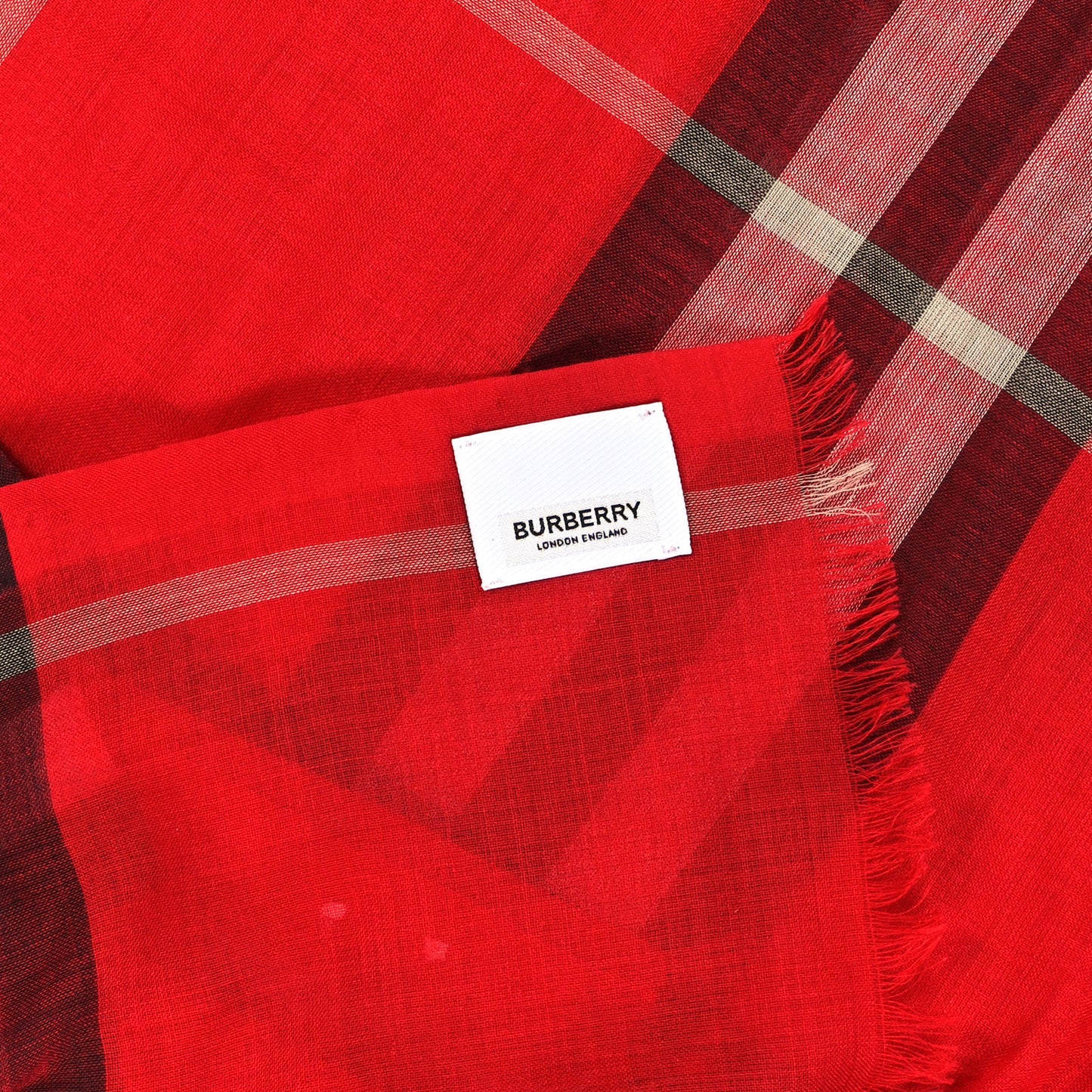 Wool Cashmere Tonal Check Lightweight Scarf Parade Red