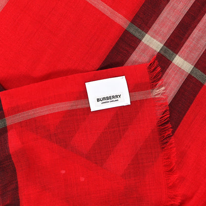 Burberry Wool Cashmere Tonal Check Lightweight Scarf Parade Red 3 of 4