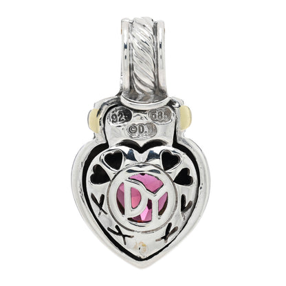 David Yurman Sterling Silver 14K Yellow Gold Rhodolite Garnet Heart Enhancer Pendant 3 of 3