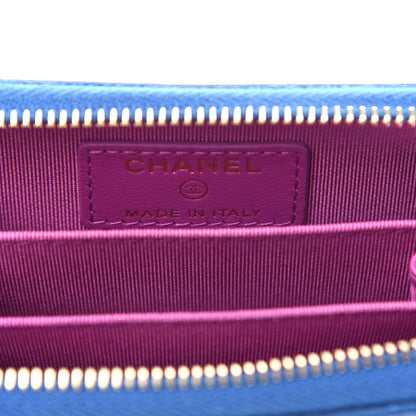 Chanel Lambskin Quilted Zip Around Coin Purse Wallet Blue Pink 6 of 8