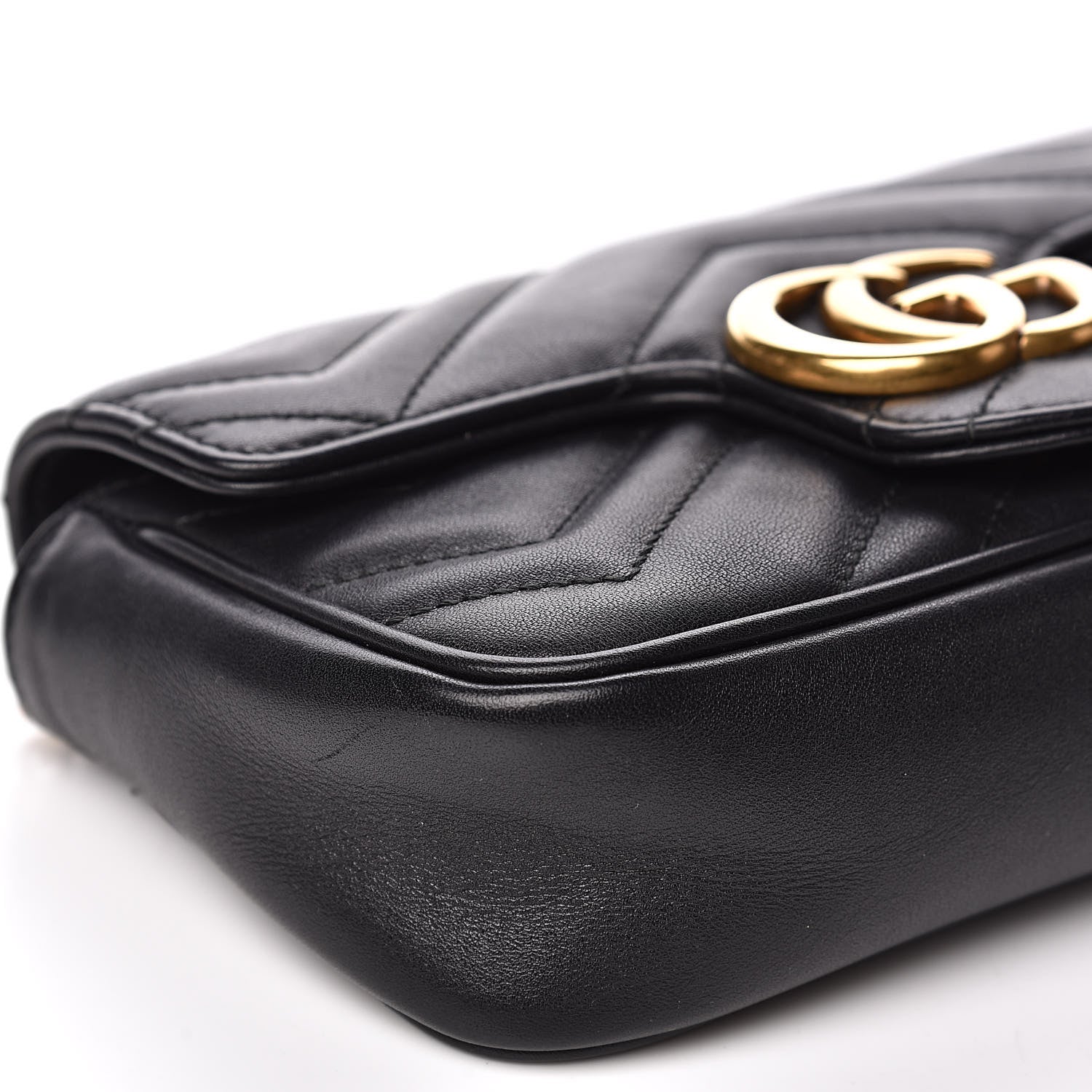 Gucci Calfskin Matelasse Super Mini GG Marmont Shoulder Bag Black 8 of 14