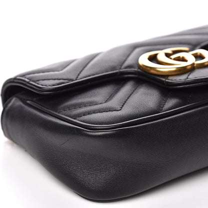 Gucci Calfskin Matelasse Super Mini GG Marmont Shoulder Bag Black 8 of 14